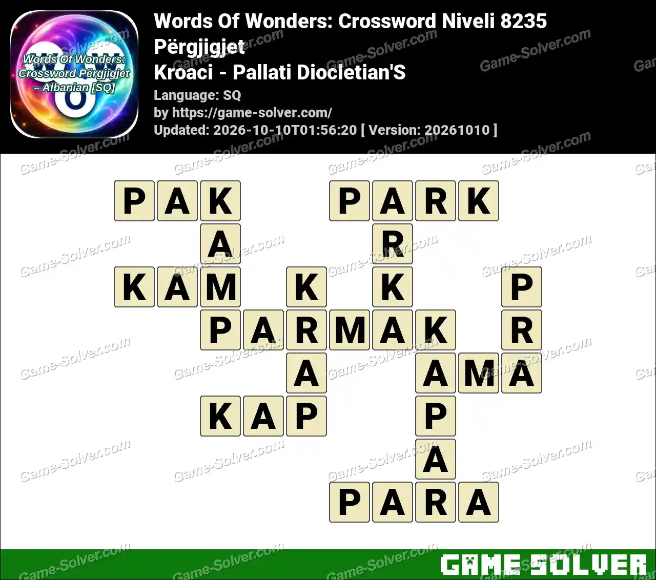 Words Of Wonders: Crossword Niveli 8235 Përgjigjet – Kroaci – Pallati Diocletian’S